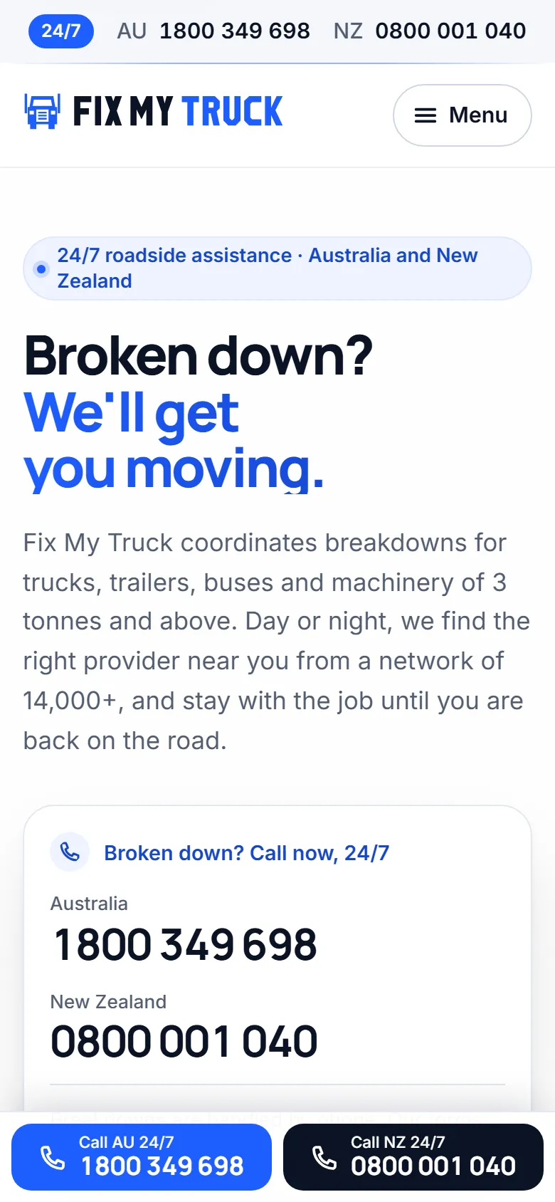 The home page in the Clean product design, on a phone