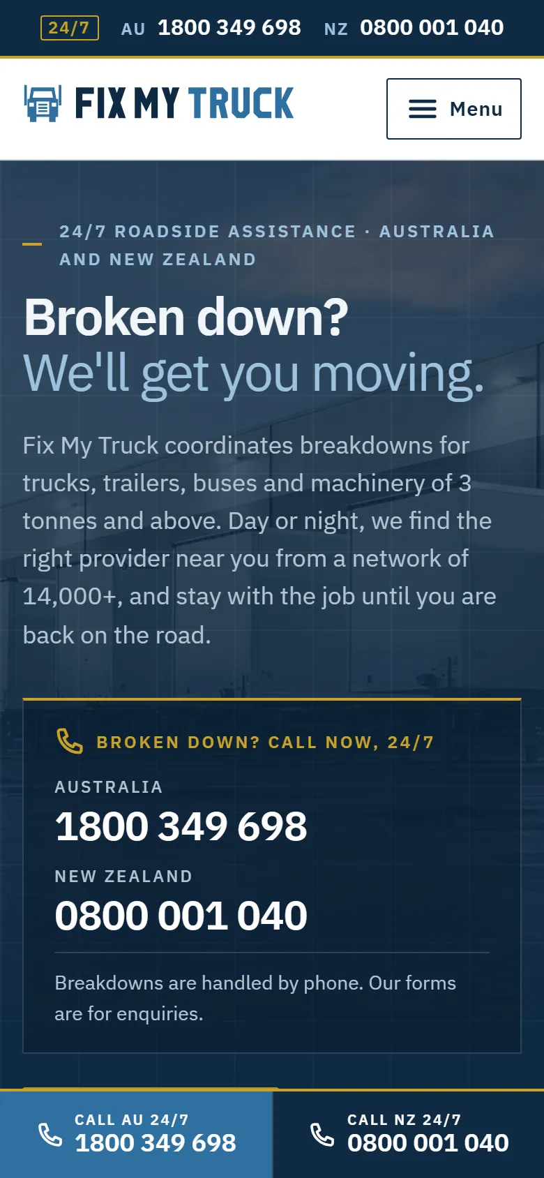 The home page in the Corporate fleet design, on a phone