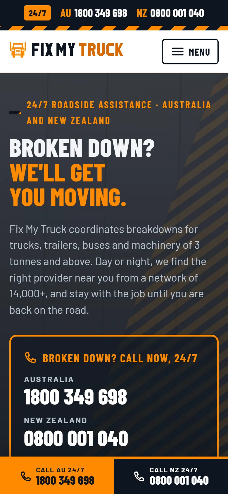 The home page in the Hi-vis industrial design, on a phone