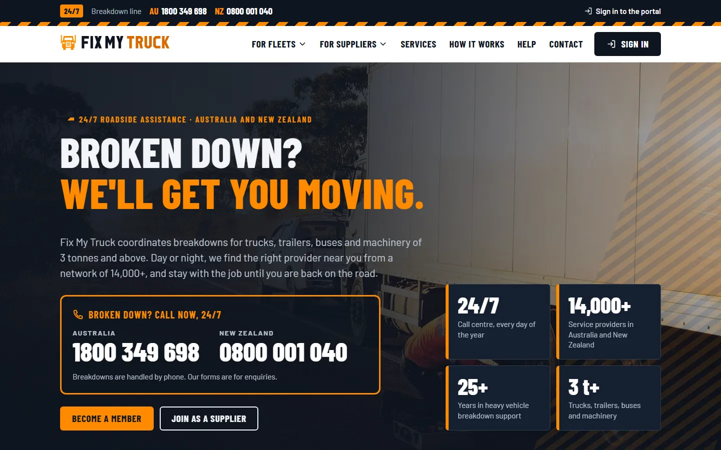 The home page in the Hi-vis industrial design, on a computer