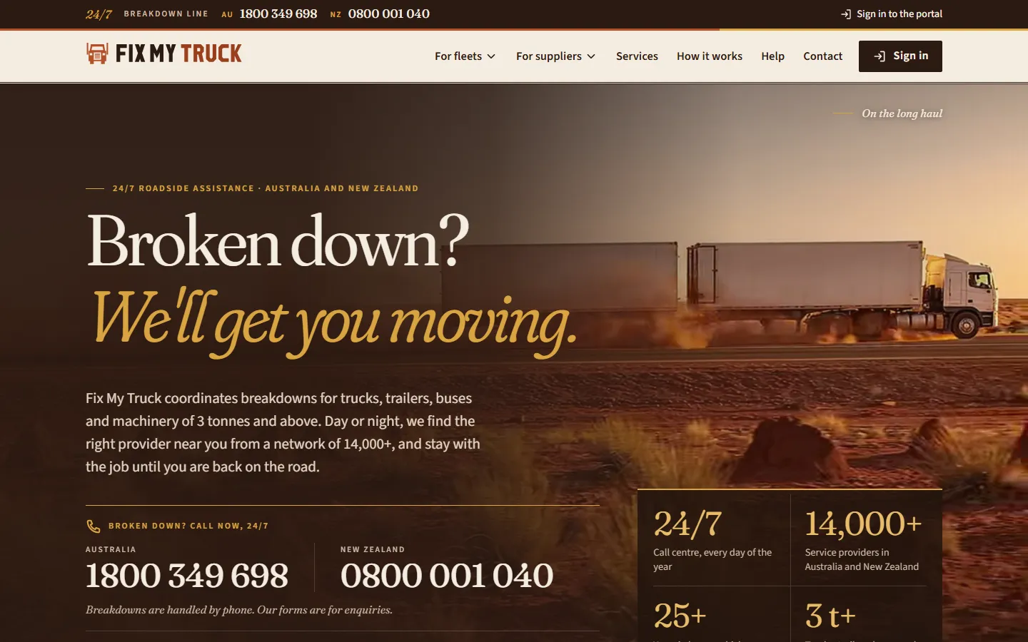The home page in the Outback editorial design, on a computer